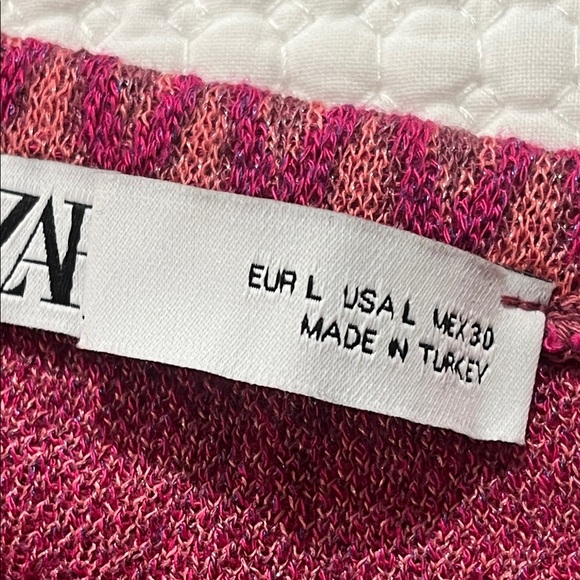 Zara Pink and Purple Zigzag A-Line Skirt sz L midi - Picture 7 of 9